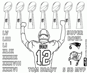 Coloriage Tom Brady, septième Super Bowl
