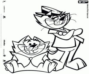 Coloriage Top Cat, le chat Le Pacha et Benny, Bidule la boule
