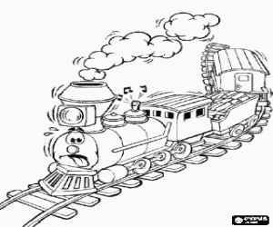 Coloriage Train à vapeur avec un visage