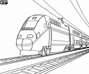 Coloriage Train de passagers sur les rails