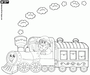Coloriage Le train à vapeur du père Noël