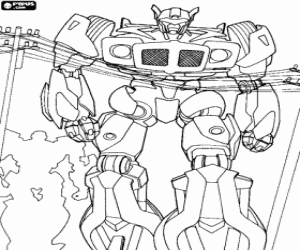 Coloriage Transformers robots dans la ville