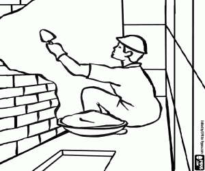 Coloriage Les travaux du plâtrier