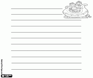 Coloriage Traîneau avec les cadeaux, lettre de Noël