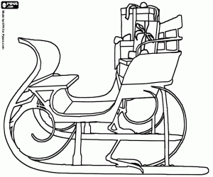 Coloriage Traîneau du père Noël et cadeaux