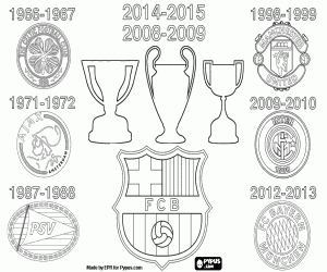 Coloriage Triple couronne du FC Barcelone