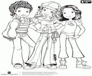 Coloriage Les trois amies, Holly Hobbie