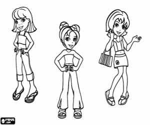 Coloriage Trois amis de Polly à PollyWorld