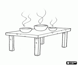 Coloriage Trois assiettes de soupe sur la table