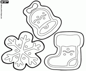 Coloriage Trois biscuits de Noël