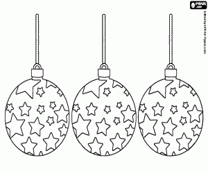 Coloriage Trois boules de Noël avec des étoiles