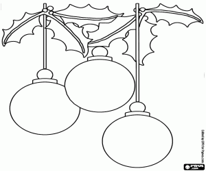 Coloriage Trois boules de Noël avec le houx