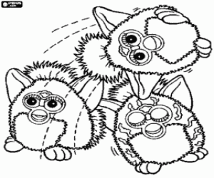 Coloriage Trois Furbys drôles