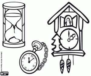 Coloriage Trois horloges classiques