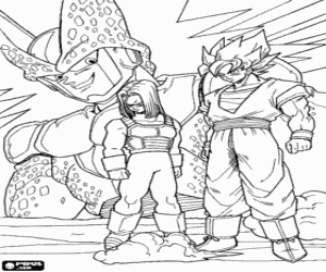 Coloriage Trois personnages de Dragon Ball