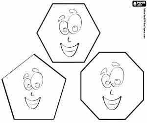 Coloriage Trois polygones souriants