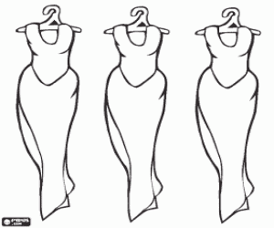 Coloriage Trois robes de soirée élégantes