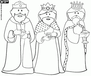Coloriage Trois rois mages, vus de face
