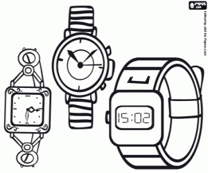 Coloriage Trois types de montres