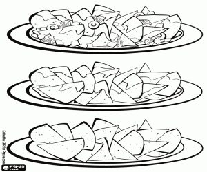 Coloriage Trois variétés de nachos