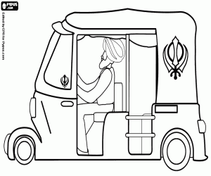 Coloriage Tuk Tuk, autorickshaw de l’Inde