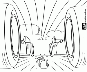 Coloriage Turbo entre les roues des voitures de F1