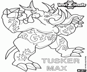 Coloriage Tusker Max, éléphant Invizimal
