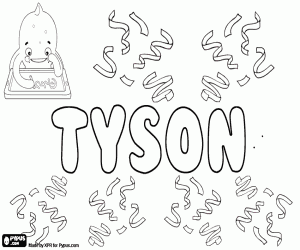 Coloriage Tyson, nom et prénom en anglais