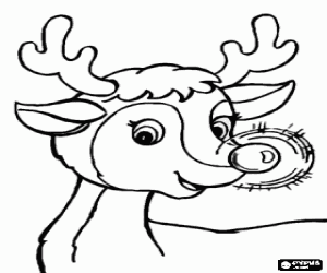 Coloriage La tête de le renne Rudolphe