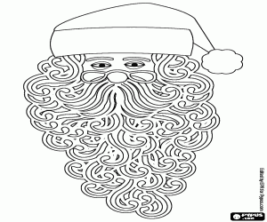 Coloriage Tête du père Noël avec des lunettes et barbe