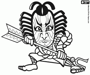 Coloriage Un acteur de Kabuki avec masque