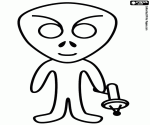 Coloriage Un alien avec une arme
