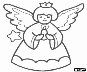 Coloriage Un ange de Noël avec une bougie