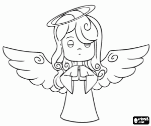 Coloriage Un ange priant à Noël