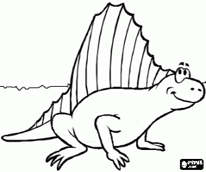 Coloriage Un animal préhistorique, le Dimetrodon