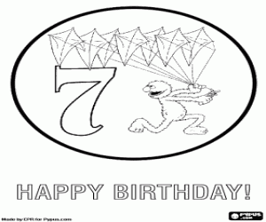 Coloriage Un anniversaire de sept ans et Grover