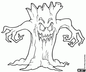 Coloriage Un arbre maudit sur Halloween