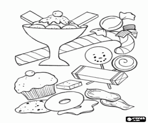 Coloriage Un assortiment de friandises