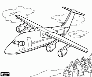 Coloriage Un avion avec quatre réacteurs