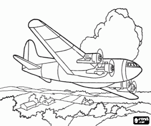 Coloriage Un avion Boeing pendant le vol
