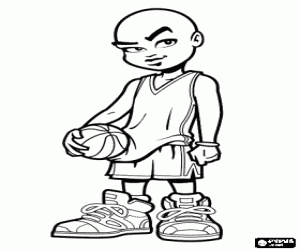 Coloriage Un basketteur avec le ballon