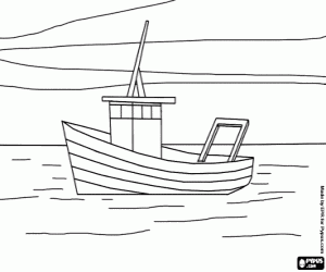 Coloriage Un bateau de pêche dans le calme