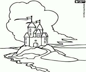 Coloriage Un beau château en bord de mer