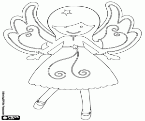 Coloriage Un bel ange petite fille