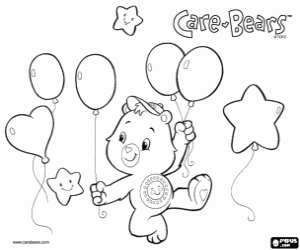 Coloriage Un Bisounour avec des ballons