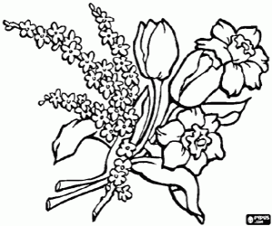 Coloriage Un bouquet de fleurs diverses