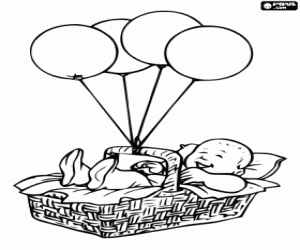 Coloriage Un bébé et les ballons