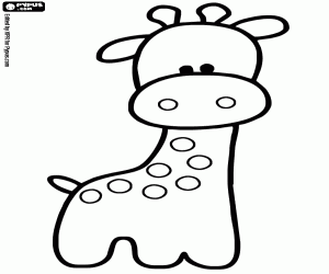 Coloriage Un bébé girafe, un pelce en pellière
