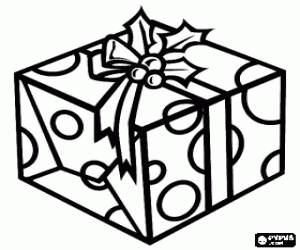 Coloriage Un cadeau de Noël décoré