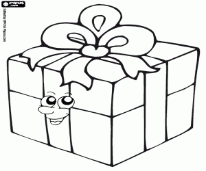 Coloriage Un cadeau de Noël souriant